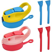 12oz Replacement Lid with 2 Straw for Kid Tumbler,2 PACK Leak-Proof and Spill-Proof Straw Lids for ZONEGRACE Mocaru,BPA Free,2.67IN Blue+Pink