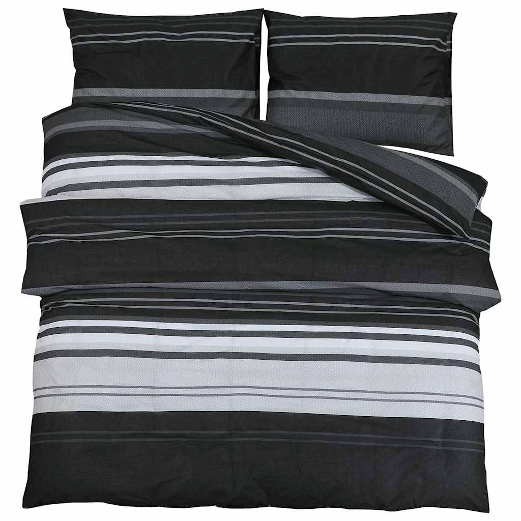 Bettwäsche-Set Schwarz Weiß 260x220 cm Baumwolle