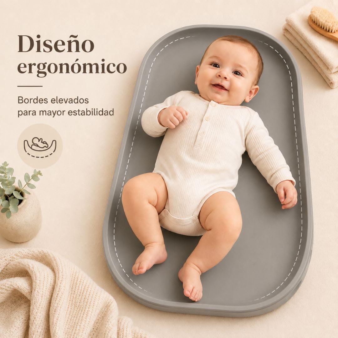 Cambiador Bebé de Espuma PU Suave y Lavable, Cambiador para Pañales con Bordes Elevados, Ligero, Acolchado e Impermeable, Fácil de Limpiar, para Cómoda, Baño o Habitación Infantil (Marrón)
