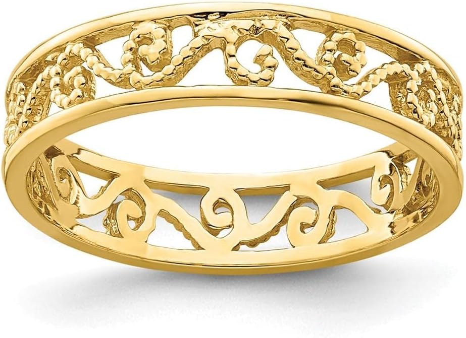 14k Yellow Gold Beaded Scroll Cut-Out Band Toe Ring