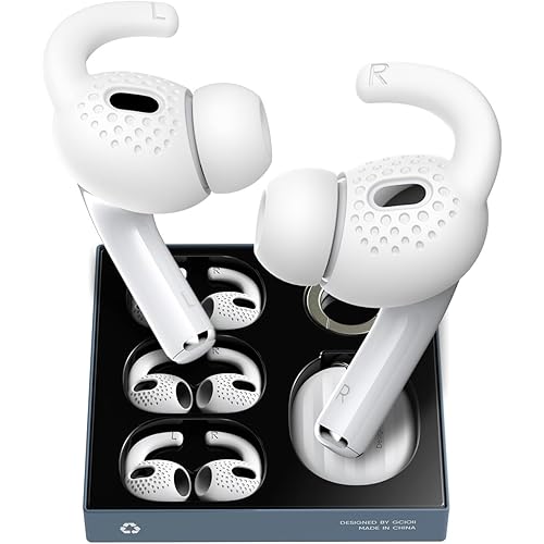 3 Pairs for AirPods Pro 2 Ear Hooks Covers [Added Storage Pouch] Anti-Slip Accessories Compatible with Apple AirPods Pro 2nd Generation (White)