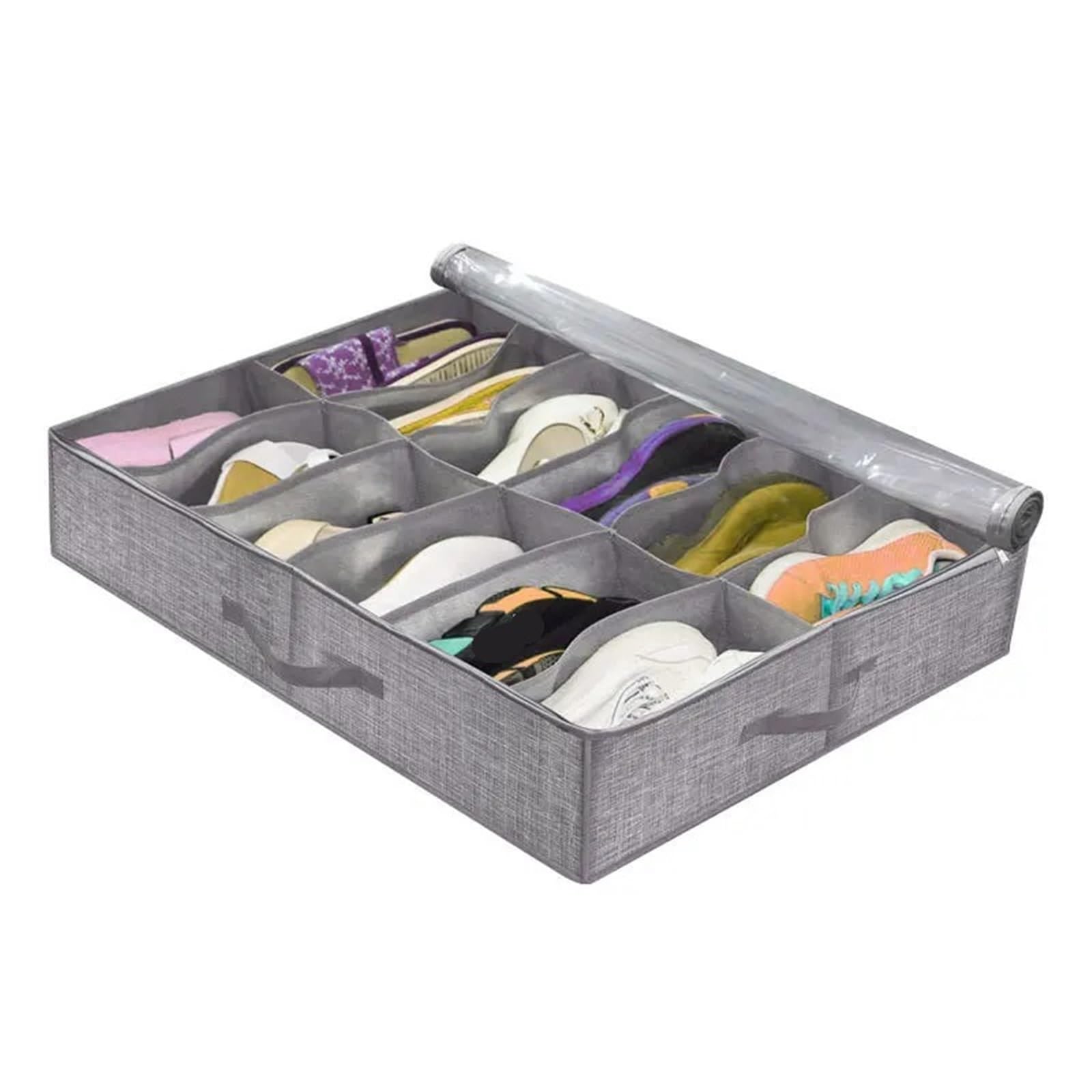 Organizzatore Di Scarpe Sotto Il Letto Scatola porta scarpe da 2 pezzi for sotto il letto, adatta for 12 paia, borse contenitore for scarpe sotto il letto pieghevole con manici rinforzati Per Risparmi