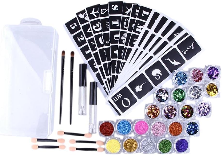 Vibrant Nail Iridescent Glitters Powder Makeup Set | DIY Sticks, Flakes, Brushes, Stickers | Arts, Crafts, Nail Art & Makeup Accessories