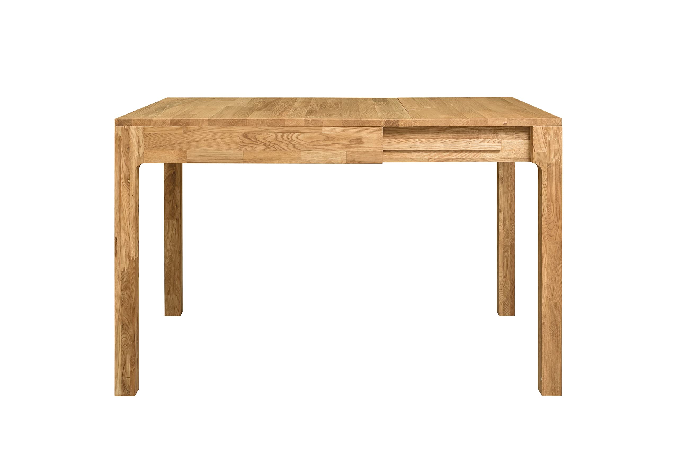 Marsi Mesa de Comedor Extensible MARSI de Madera Maciza Roble, Ideal para Cocina Salon, Muebles Estilo Nordico, Mesa Rectangular (120-160x80x75cm., Roble Natural)