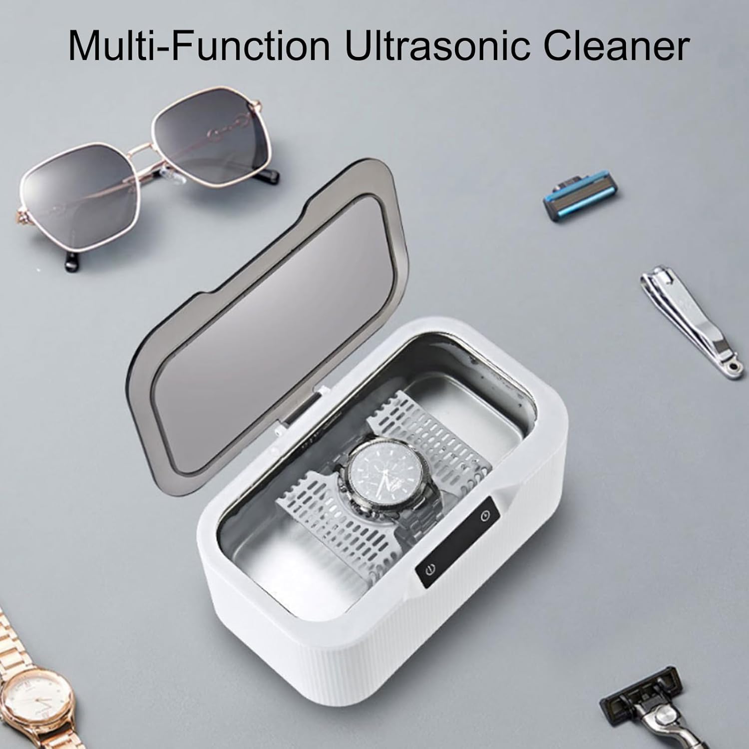 Mokoze Ultrasonic Jewelry Cleaner Machine, 47kHz Jewelry Cleaner with 3 Timer Modes, 500ml Stainless Steel Tank for Rings, Glasses, Retainers, Dentures, Watch Bands and Silver Jewelry