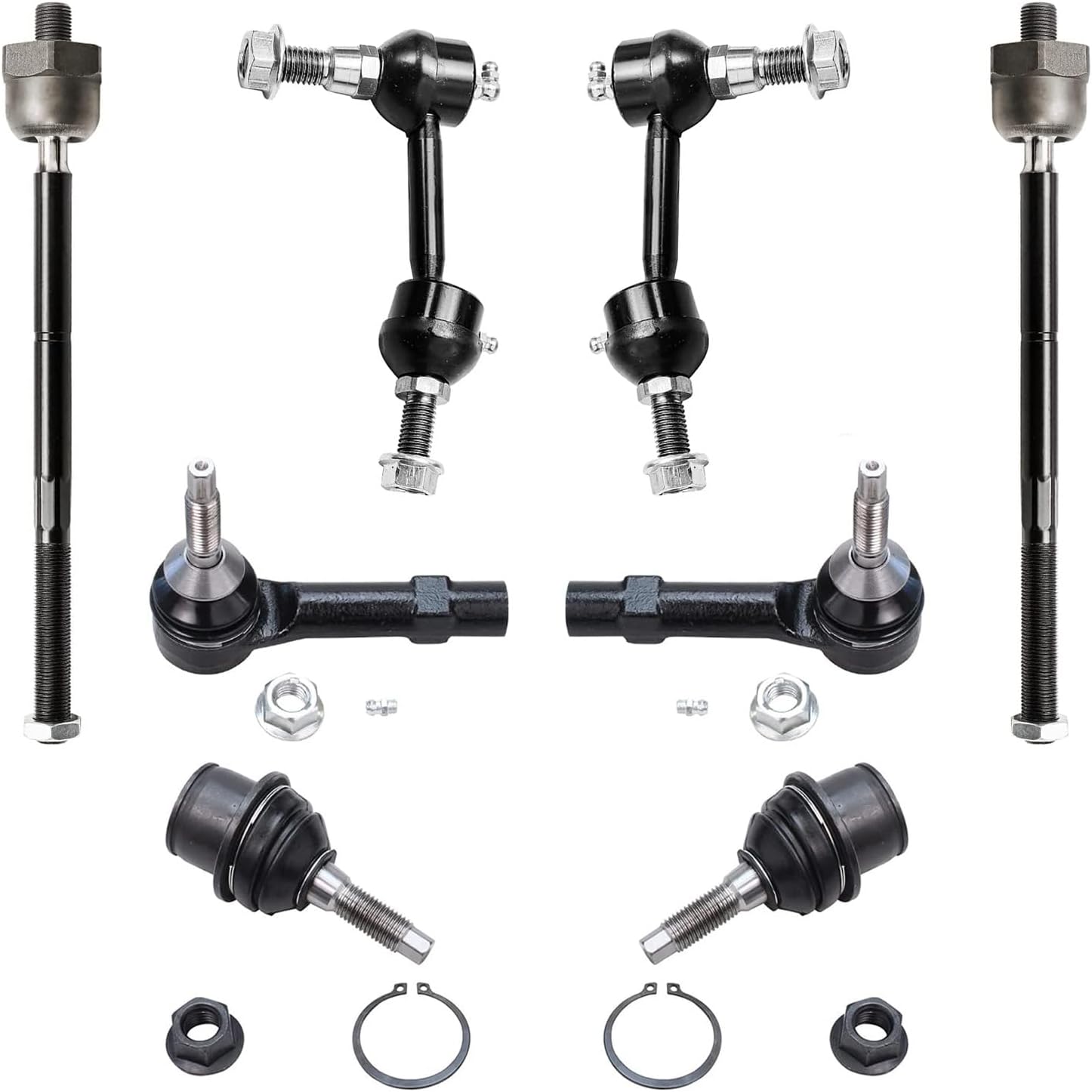 Detroit Axle - 8pc Front Suspension Kit for Ford 2003-2006 Expedition Lincoln Navigator 2004 2005 4 Inner Outer Tie Rods 2 Sway Bar Links 2 Lower Ball Joints Replacement