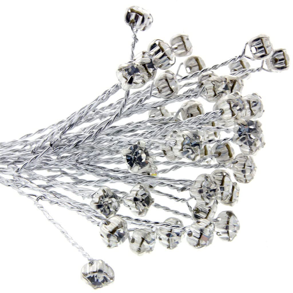 Corsage Creations Silver Diamante Branch, 4mm
