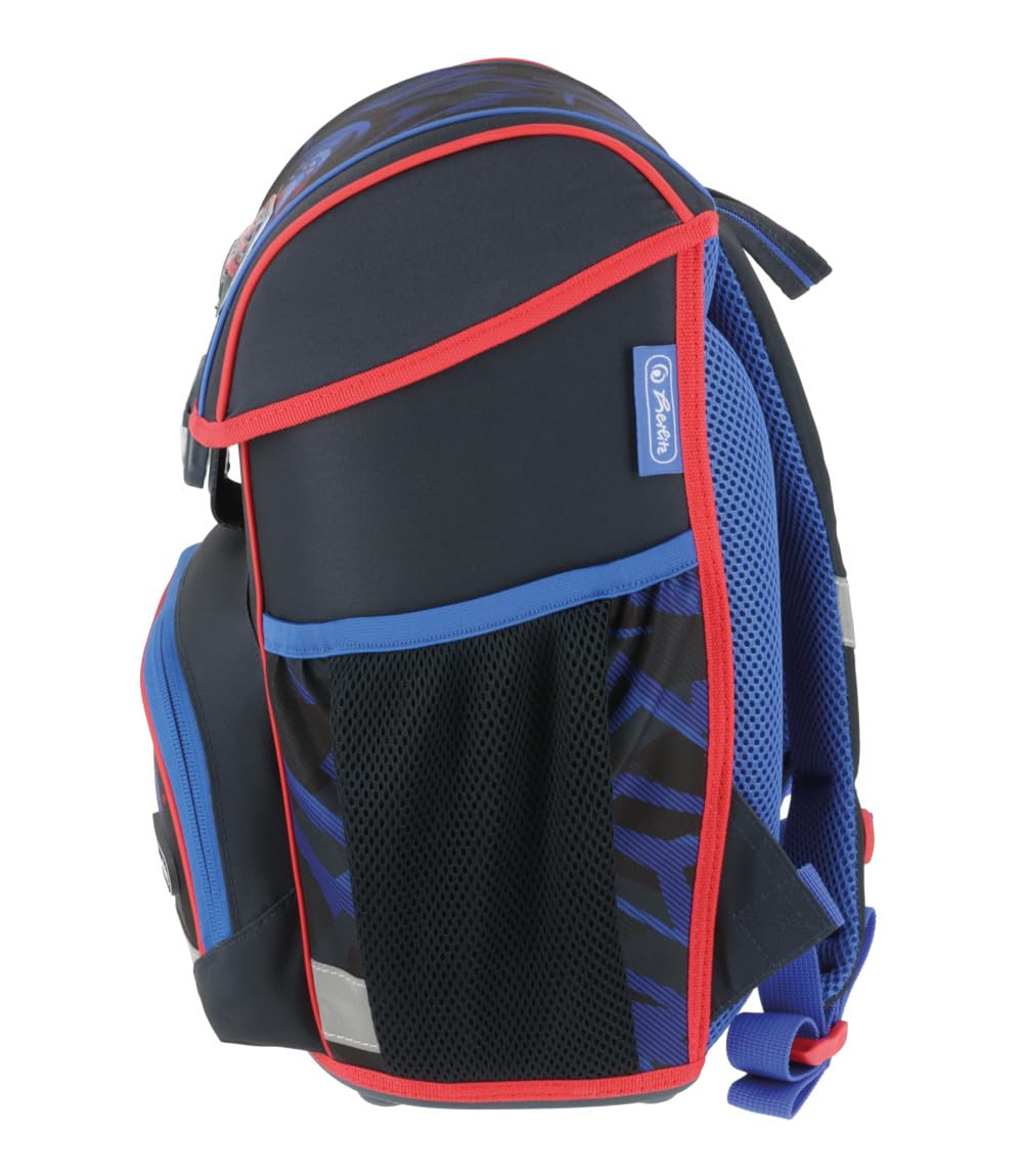 Herlitz Loop High Speed Schulranzen, Rucksack für Kinder, Schulrucksack 17L, Kinderrucksack, Leicht Schultasche für Jungen, Reflexmaterial, Schnallenverschluss, Ergonomische Form, Schwarz