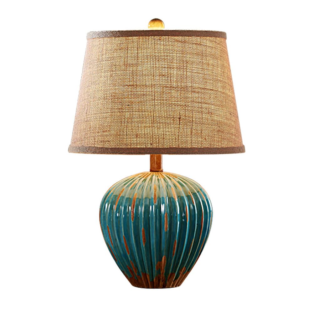 asdchZen 19.7" Kiln Variable Ceramic Lamp For Bedroom, Chinoiserie Ceramic Table Lamp For Living Room,Coastal Modern Style Nightstand Lamp For Living Room Bedroom Office Decor-A,B