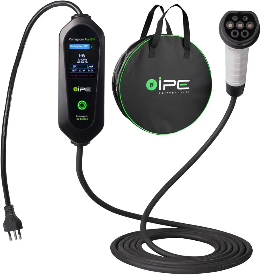 Carregador Carro Elétrico Portátil 4,4 Kw Bivolt C/Tela Lcd - IPE