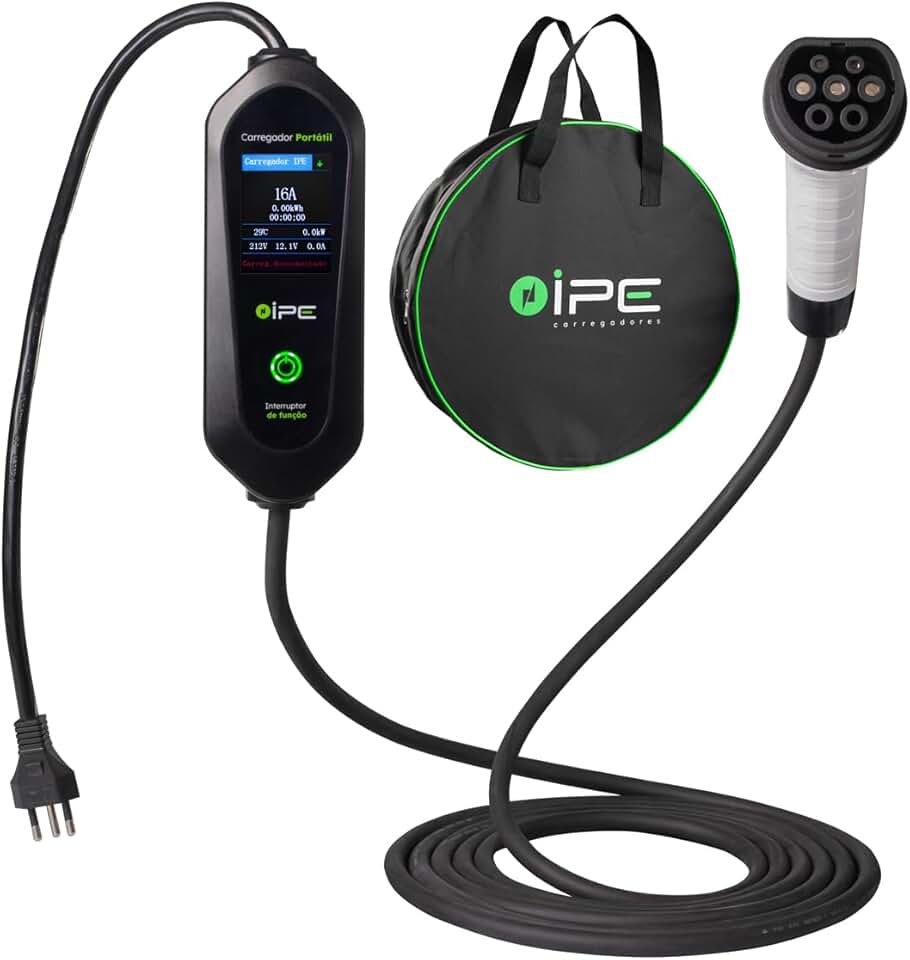 Carregador Carro Elétrico Portátil 4,4 Kw Bivolt C/Tela Lcd - IPE