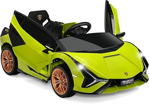 OLAKIDS Vehículo eléctrico para niños de 12 V con licencia para niños pequeños con control remoto, juguete alimentado por batería con música,