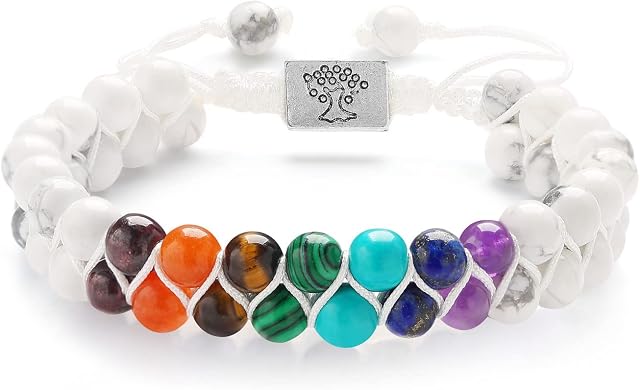 XIANNVXI 7 Chakra Bracelets for Women Men Healing Crystals Beads Bracelet Gemstones Beaded Bracelets Double Layer Adjustable Rope Reiki Jewellery Gifts