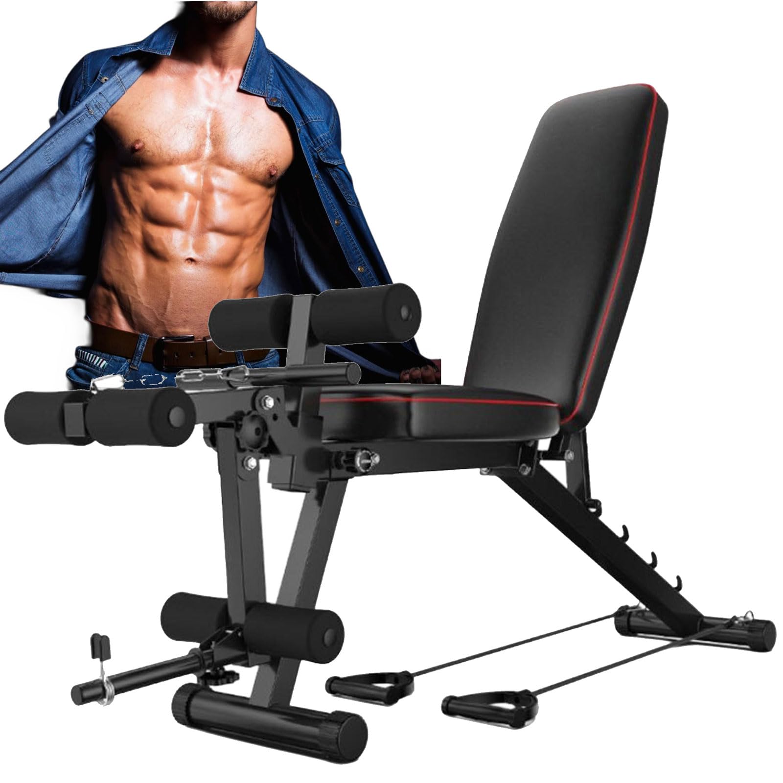 Banco de Musculación Banco de Pesas Banco Abdominales Multifuncional para Entrenamiento Completo Máquina de Fitness Gimnasio Hogar Banco de EjerciciosBlack,48 * 162 * 111CM