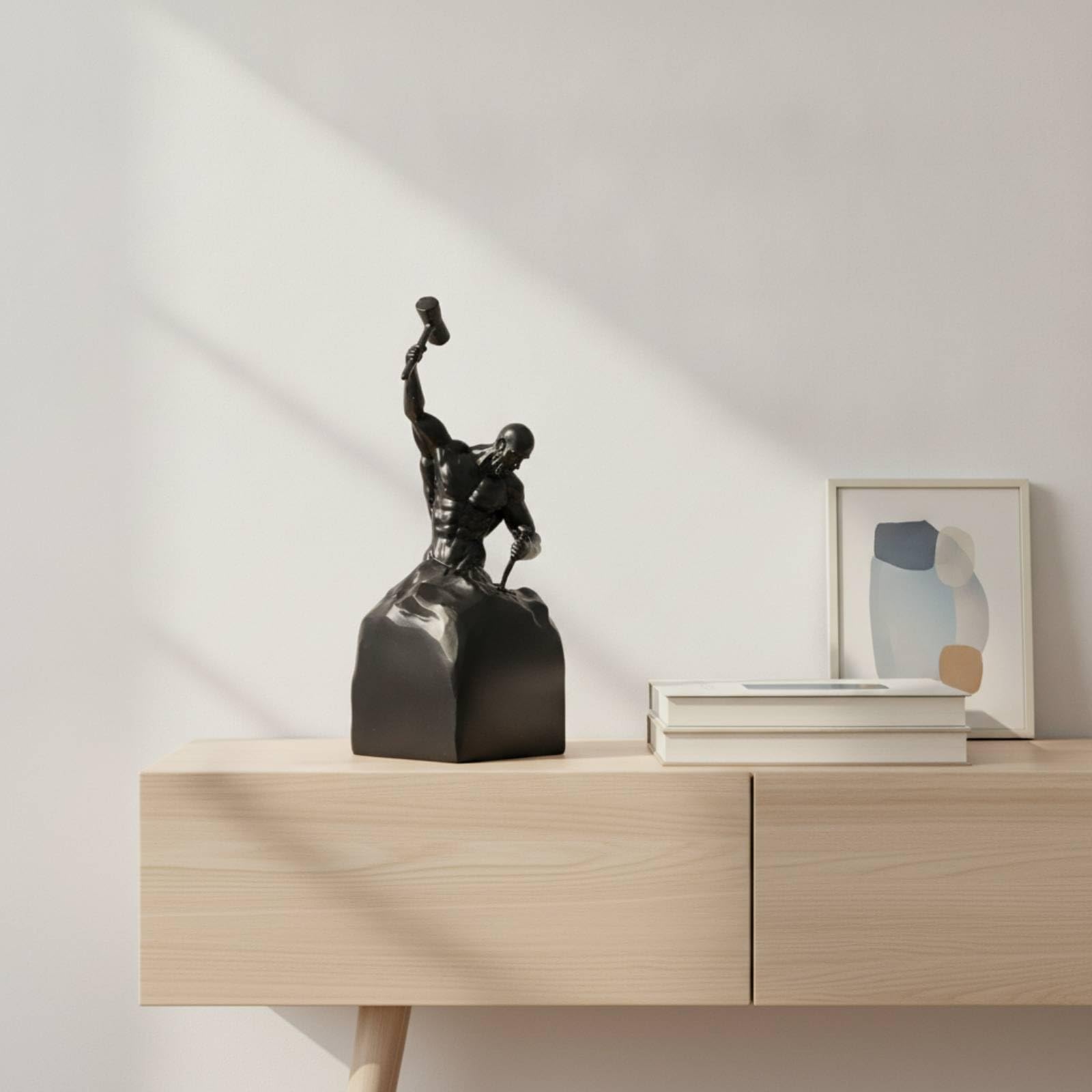 Qianly Escultura Figura Humana Figura corativa Versátil Escultura Humana para Estantería, Oficina, Blanco, 12.5 12.5 35cm