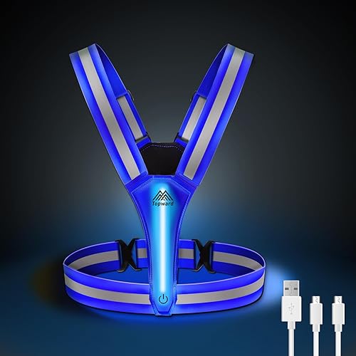 Vista 17 de Chaleco reflectante LED de seguridad, chaleco iluminado para caminar por la noche, ciclismo, chaleco de alta visibilidad para correr con tiras