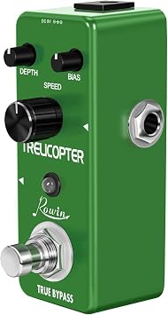 Rowin LEF-327 Compact Optical Tremolo Guitar Pedal - Classic Trelicopter with Bias Color Control, True Bypass, Metal Shell for Beginners - Huge Speed & Depth Range
