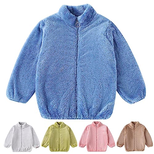 Kids Girls Fleece Jacket Full Zip Warm Winter Coats Thicken Windproof Outwear Solid Color Jackets Clothes With Pocket