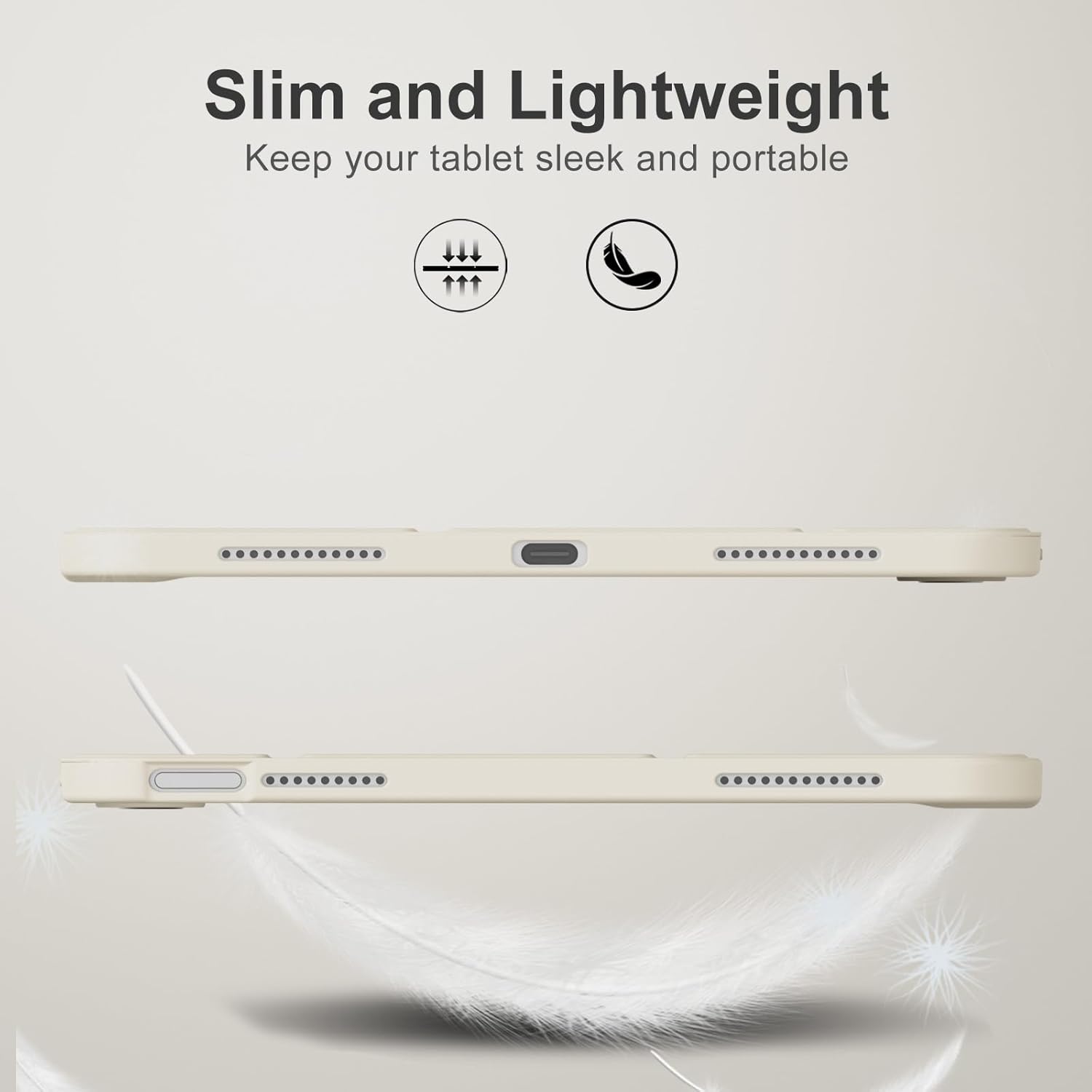 Case for iPad (A16) 11 Inch 2025/iPad 10th Generation 10.9 Inch 2022, Slim & Lightweight, Trifold Stand Protective Cover, Soft TPU Back, Support Touch ID, Auto Wake/Sleep, Cream White