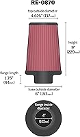 Vista 2 de K&N High-Flow Original Lifetime Universal Clamp-On Air Filter: High Performance, Premium, Washable: Flange Diameter: 4 In, Filter Height: 9 In