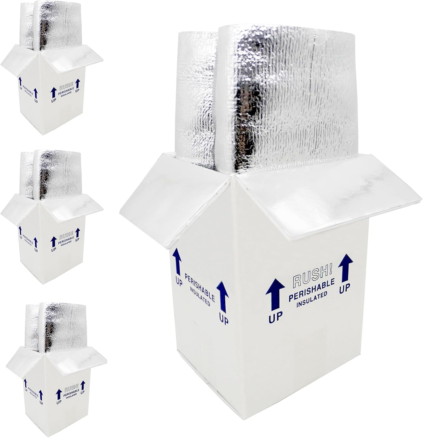 7x6x10” Small Insulated Shipping Box, Perishable Shipping Cooler for Frozen Food Styrofoam Boxes Cold Mailing Packaging Double Insulated Carton & Aluminum Foil Liner Bag, 4 Pack 7x6x10" 4 Pack