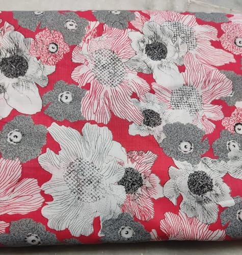 Image of COTTON PRINT(Unstitched fabric for girl /Women,Width-44 inch,Length-5 meter,For making FULL ALL OVER SUIT,Kurti,Gown,Palazo,Dress Material,Tunics,Top,maxi,nighty.FREE SIZE (New Gajri)