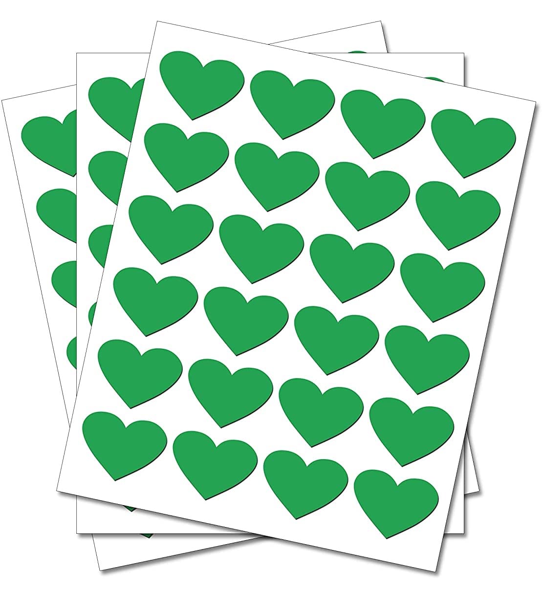 Party Decor Green 50 Hearts - Removable Self Adhesive Waterproof Durable Vinyl Stickers - Digitally Cut To The Sticker Shape - Size 25Mm