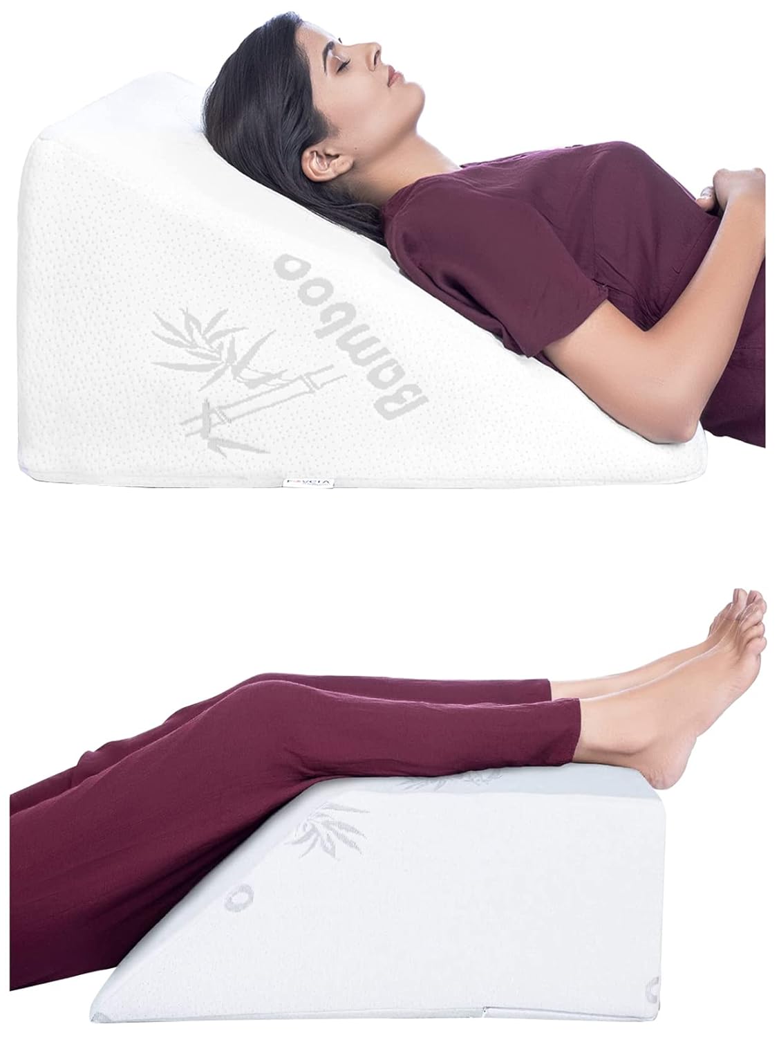 FOVERA MultiPurpose Memory Foam Bed Wedge Pillow & Leg Elevation