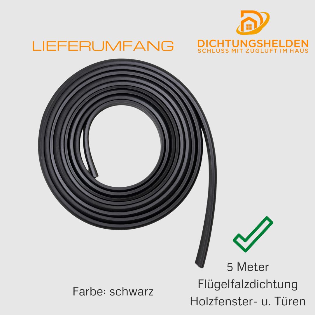 Premium Sash Fold Seal for Wooden Windows and Doors - 5 Metres - Colour: Black - Image 3