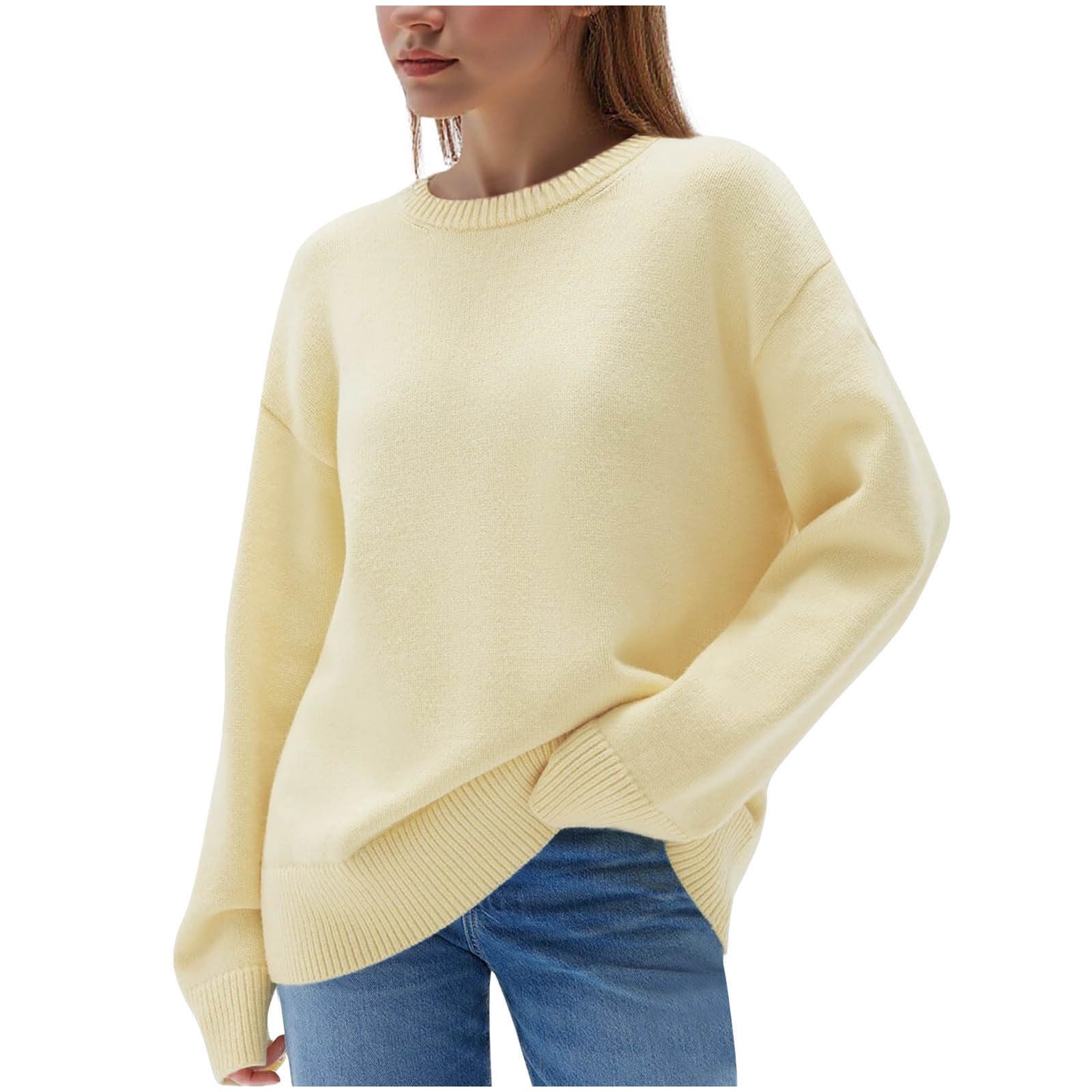Women Long Sleeve Tops Blouses for Women Crewneck Sweater Crochet Striped Basic Fall Winter Shirts 2025