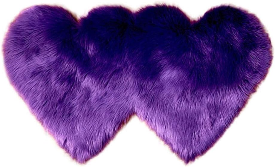 Easygou Fluffy Rugs Heart Rug,Double Heart Faux Sheepskin Rug Soft Long Plush Fluffy Shaggy Carpet Area Mats Rugs Girls Bedroom Sofa Home Decorative Floor Carpet (Purple,60120cm /24'' x 47'')