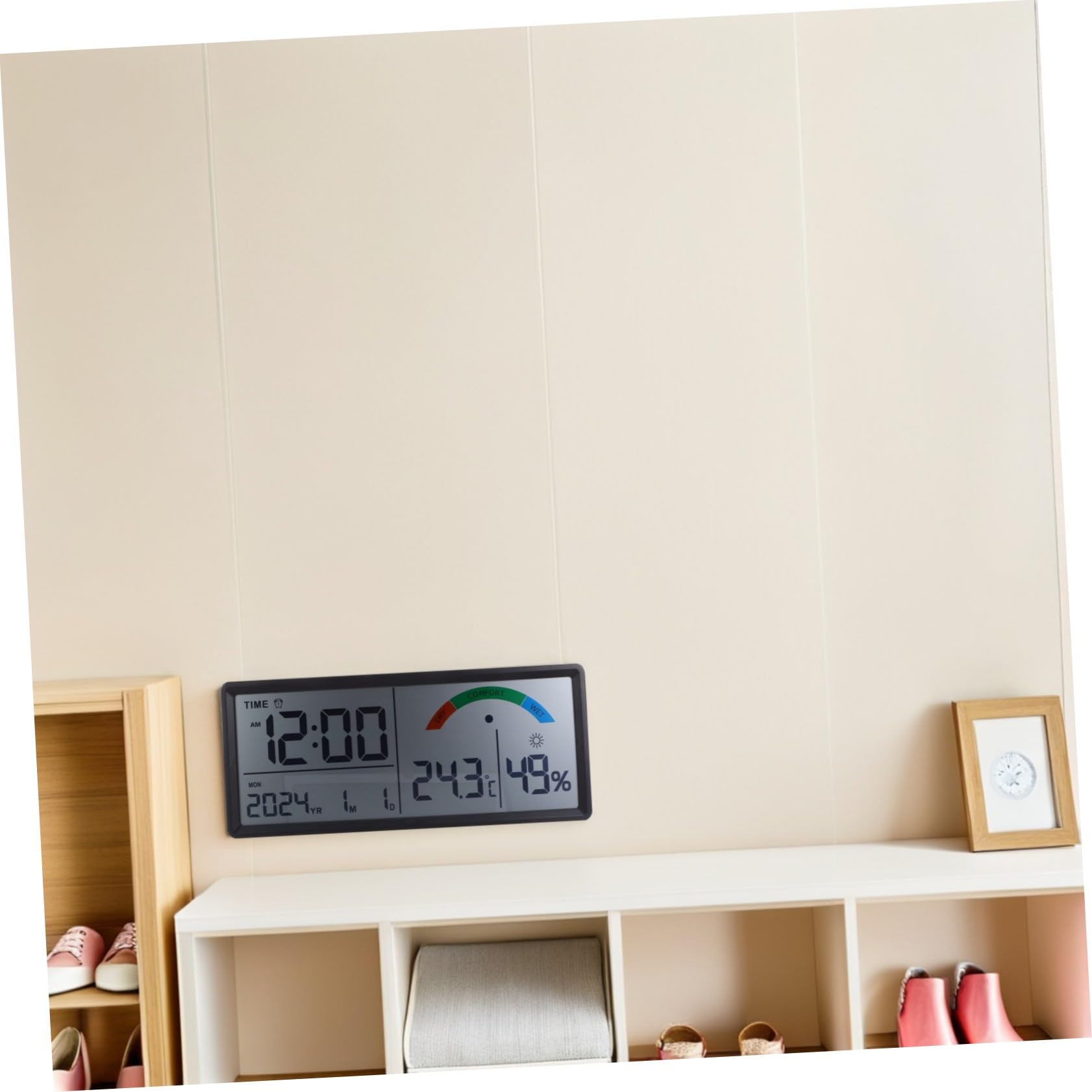 DOITOOL Reloj Digital de Pared Grande LCD con Alarma Termohigrómetro Integrado de Temperatura y Humedad Pantalla Múltiple para Escritorio y Pared Multifuncional para Hogar y Oficina
