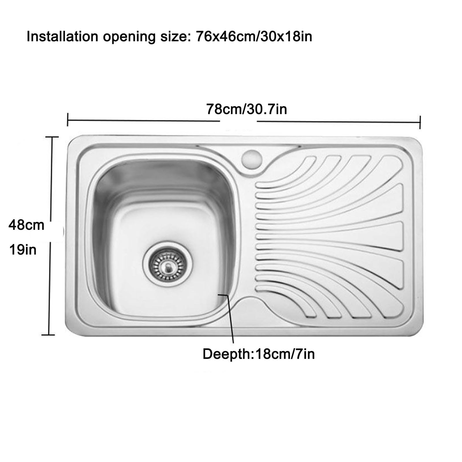 Fregadero Camping con Escurridor y Grifo, Lavabo Caravana, Fregadero Cocina de Acero Inoxidable, Apto para Caravanas y Remolques