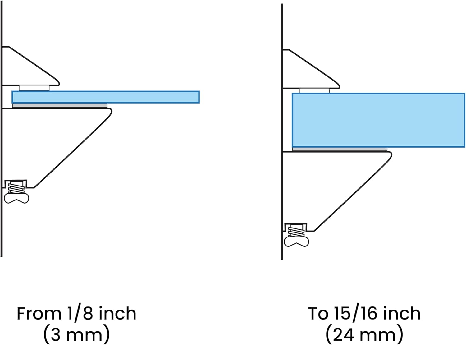 Dulles Glass Floating Shelf Brackets, Adjustable Clamps Heavy Duty, Oil Rubbed Bronze, For Glass, Wood, Acrylic Wall Mounted Shelf Support. 2 Pack