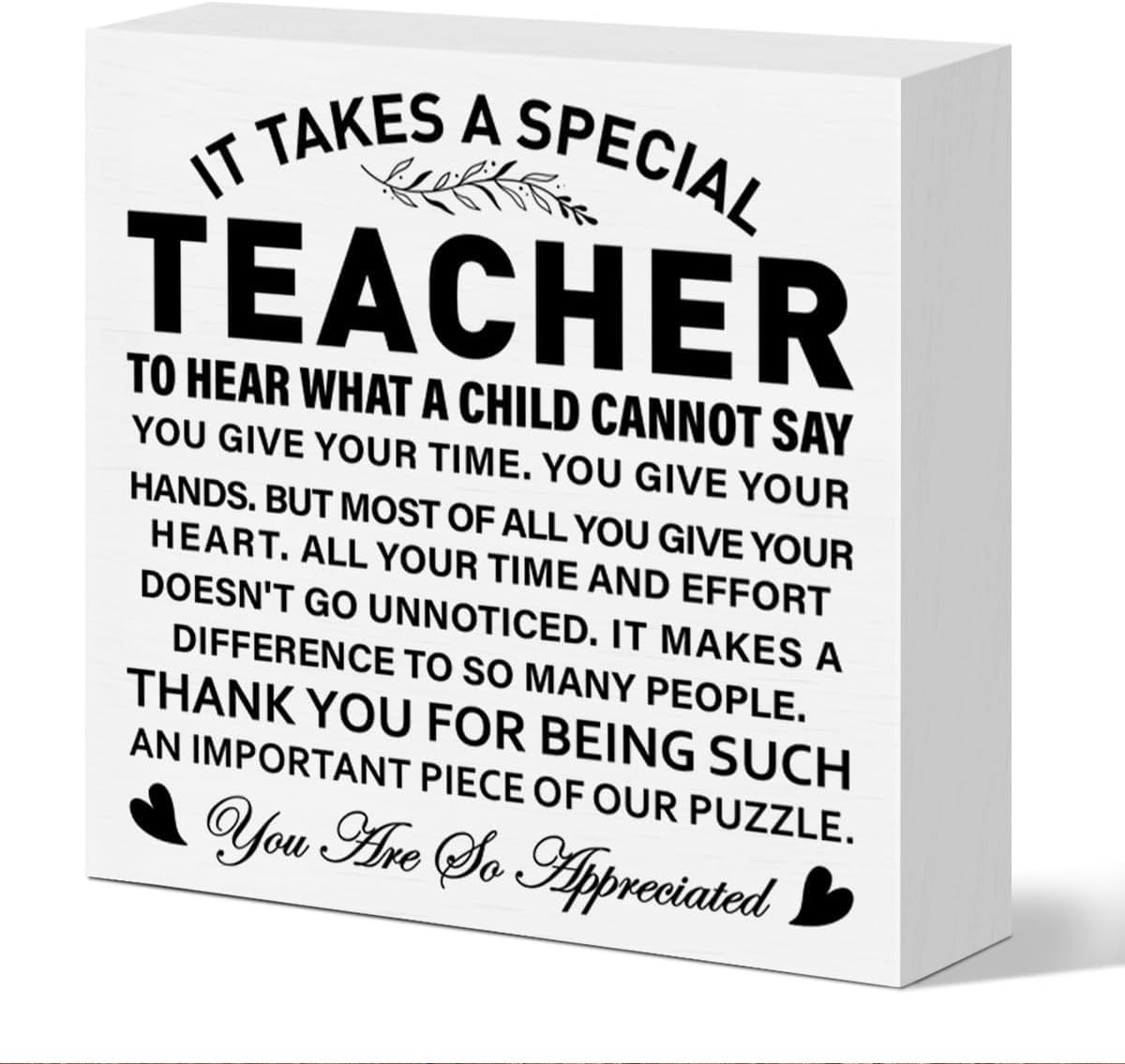 Teacher Appreciation Box Sign 7x7 Inch Wooden Desk Decor