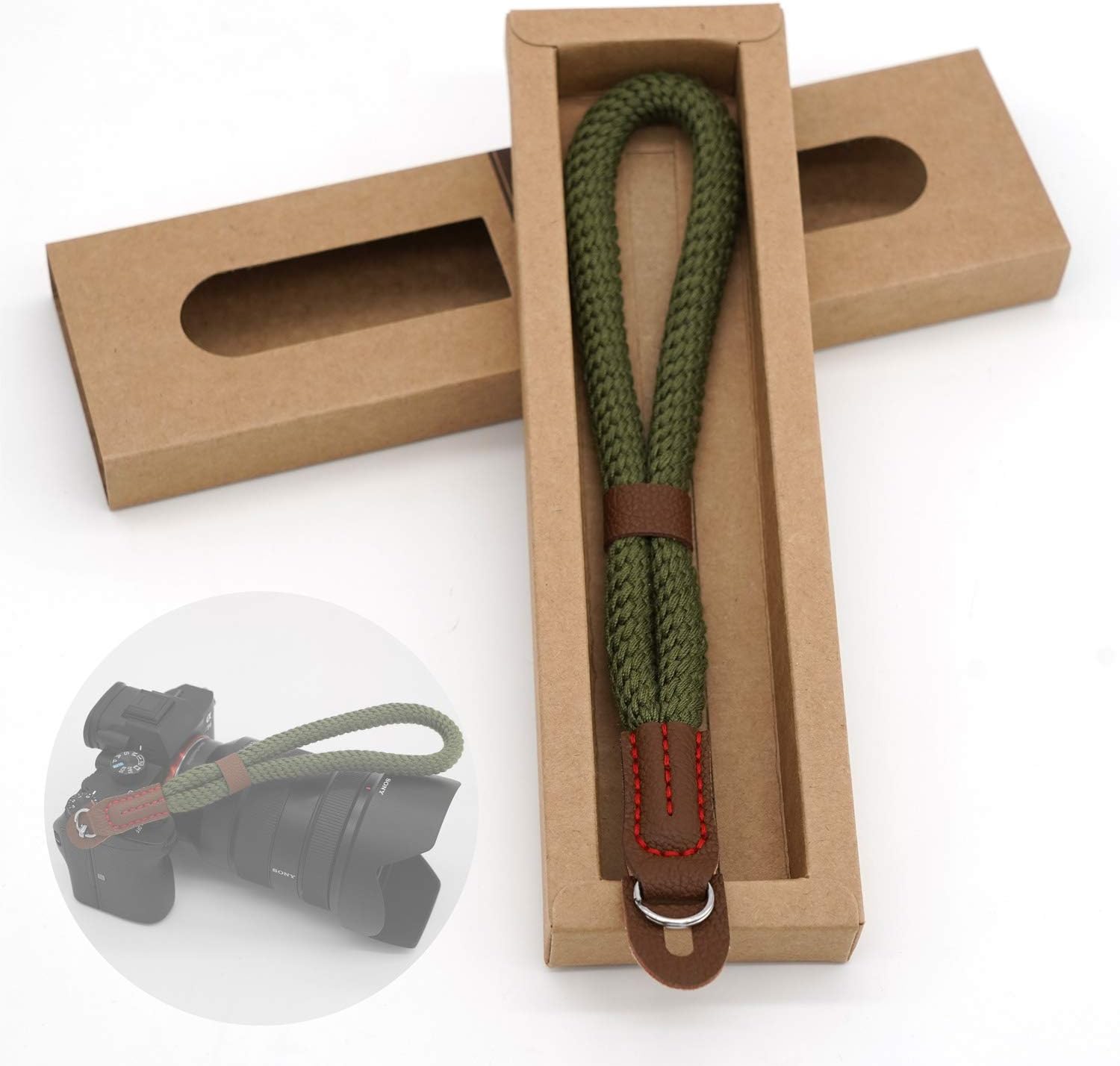 Comfortable Cotton Camera Hand Wrist Strap Compatible for Sony A7 A9 A6000 A6300 A6500 Fujifilm X-T30 X-T20 X-T3 X-T2 X70 ILCE M10 Mirrorless Cameras Safety Tether (Green)