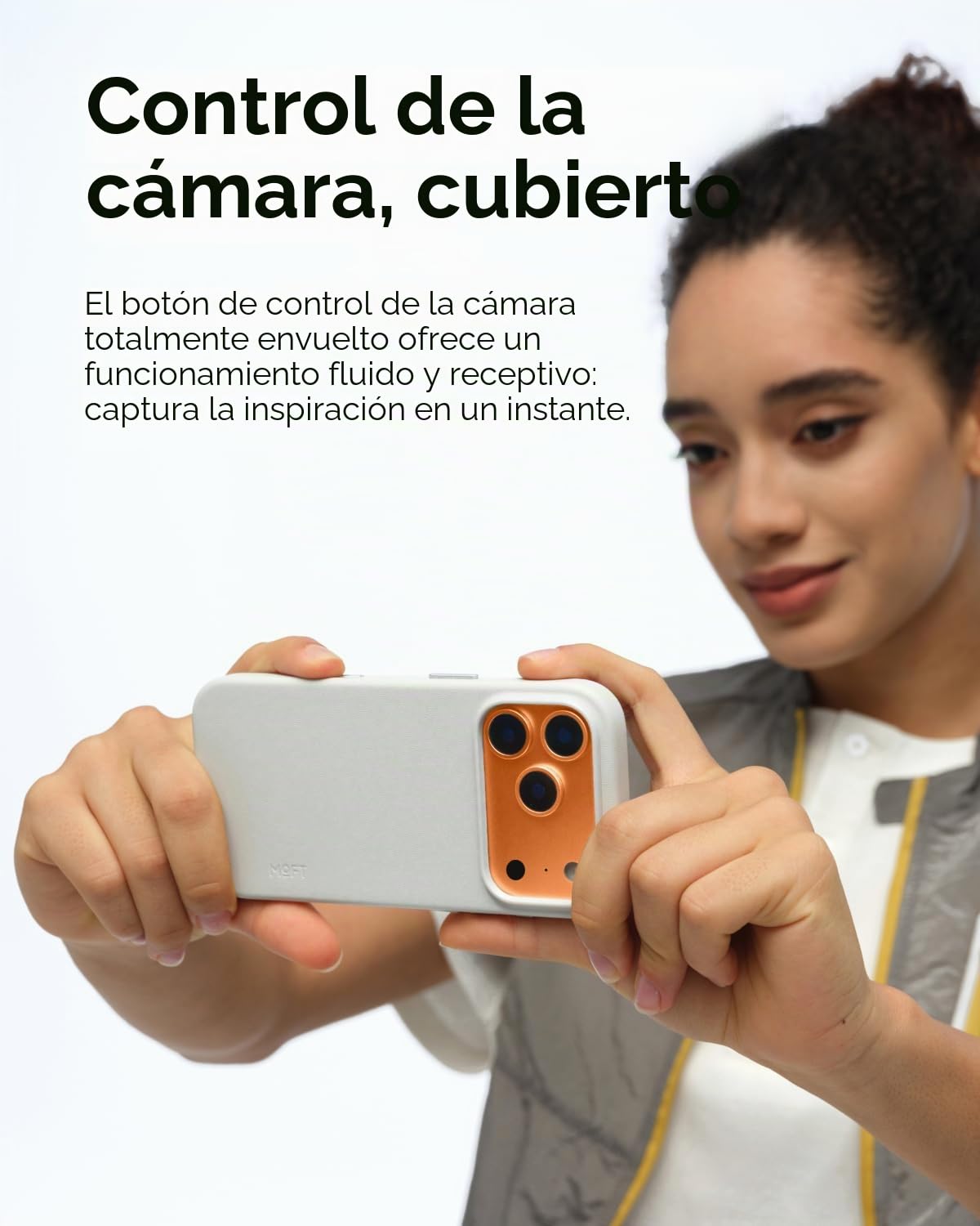 MOFT Movas Funda de Piel Vegana magnética para iPhone 17, Agarre Suave, retención de Color, Resistente a Las Manchas, fácil de Limpiar, Grisalla