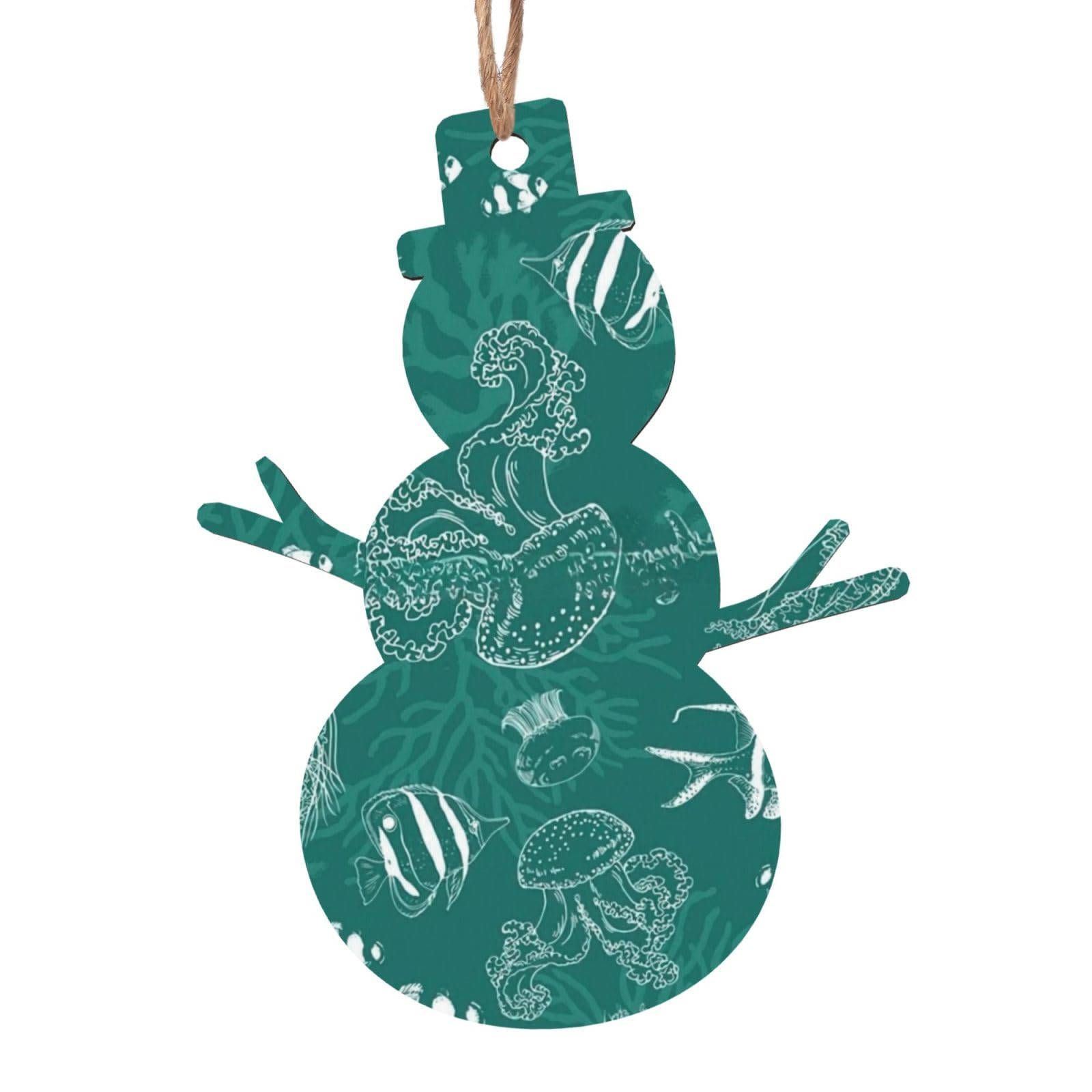 Dolphins Flowers Sea Starfish Coral Seashell Print Wooden Christmas Decorations,Christmas Tree Ornaments Christmas Wooden Gift Tags