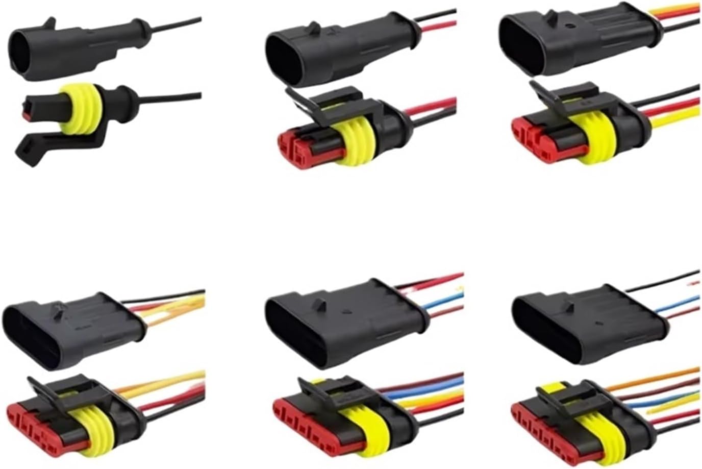 5/20/100 Sets AMP 1P 2P 3P 4P 5P 6P Waterproof Auto Connector Male Female Plug With 15CM 18AWG Wire Cable HID Harness For Car(5P(Male Female),5 Set)