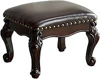 Vista 1 de Foot Stool Ottoman Foot Rest Microfiber Leather Upholstered Footstool for Sofa, Living Room, Entryway, Solid Wood Stool (Black Brown)