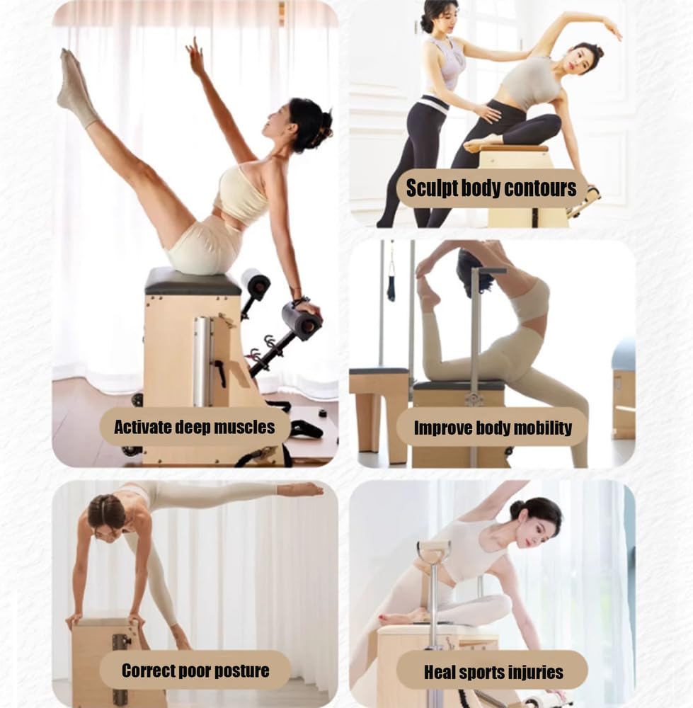 Máquina de Pilates Reformer para el hogar/Equipo de Entrenamiento de Yoga, Corrector de Postura de Yoga, Entrenador de Abdominales, Usar en casa y Entrenar en el Gimnasio