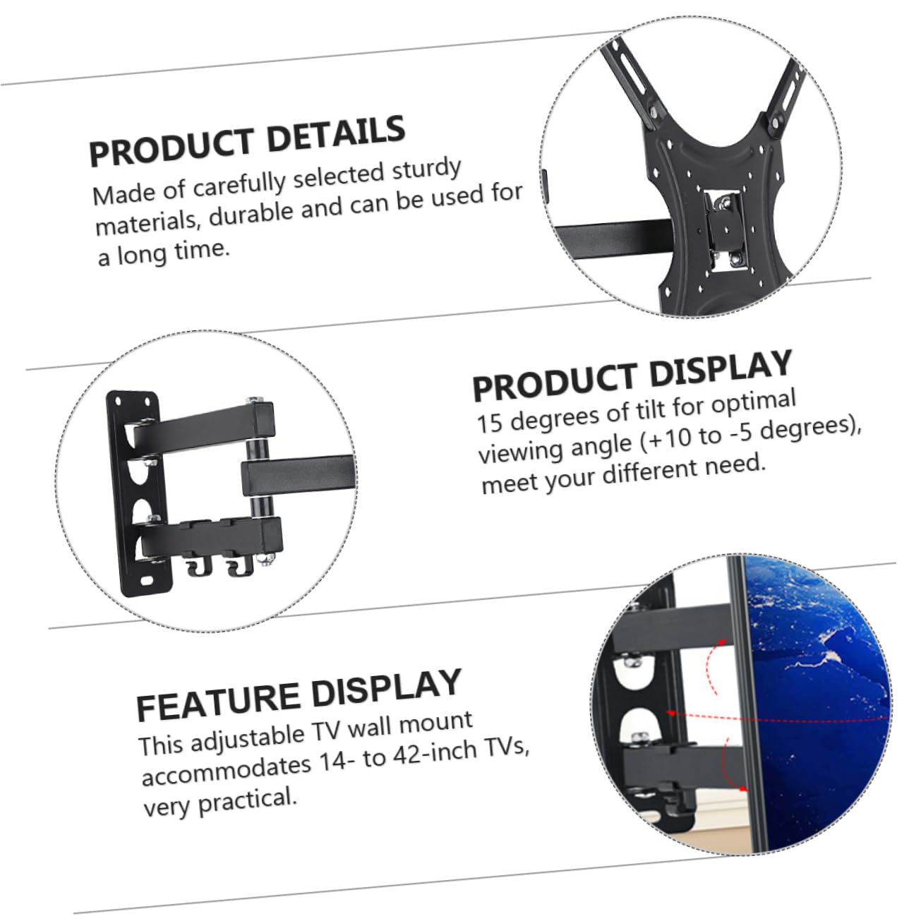 iplusmile Staffa Tv Parete Regolabile con Rotazione e per Monitor LCD LED Supporto Estensibile con Gestione Integrata Montaggio Facile e