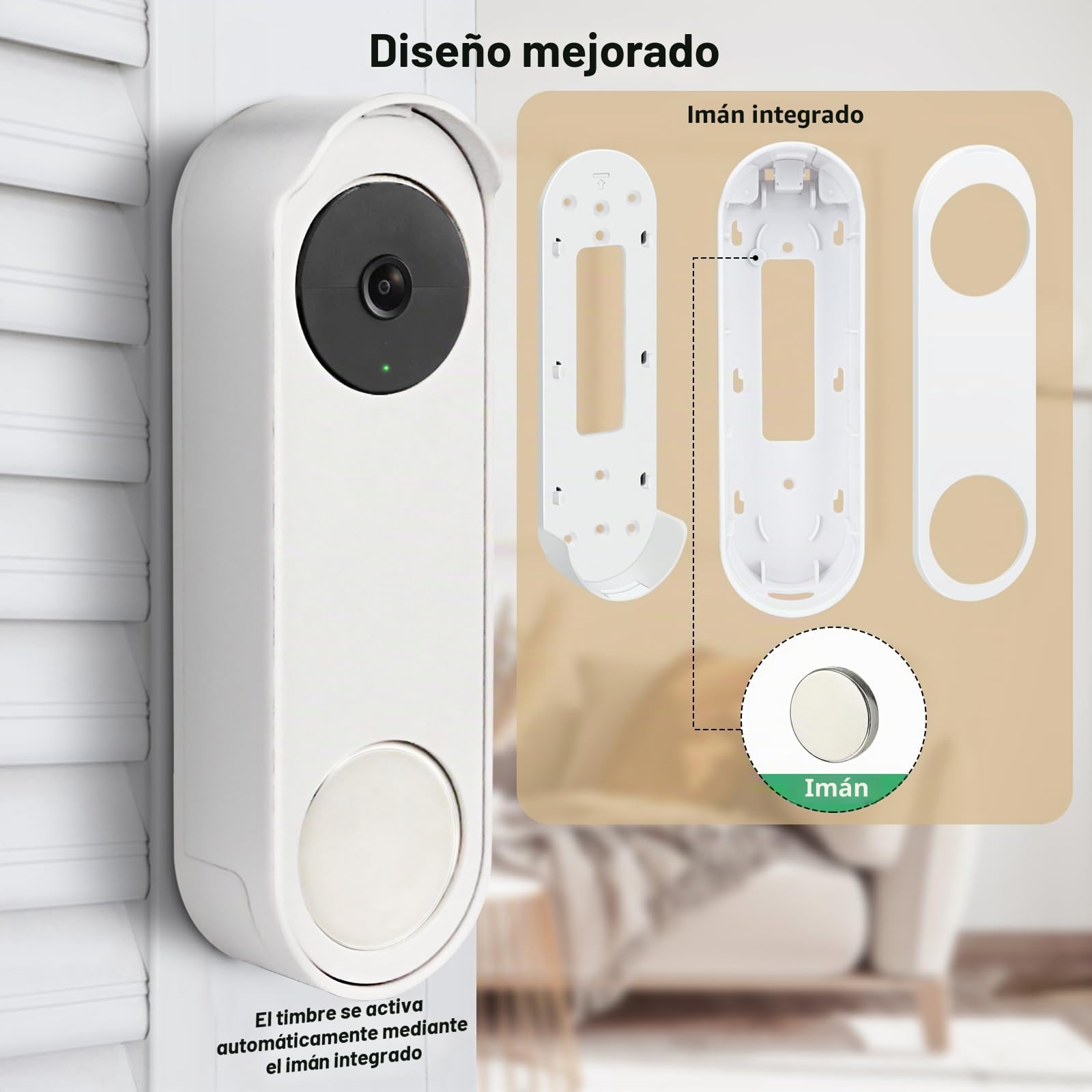 Soporte antirrobo para timbre de puerta sin taladro, compatible con Google Nest Doorbell (batería), soporte de puerta de video para apartamento, hogar, inquilinos, no necesita herramientas y protege