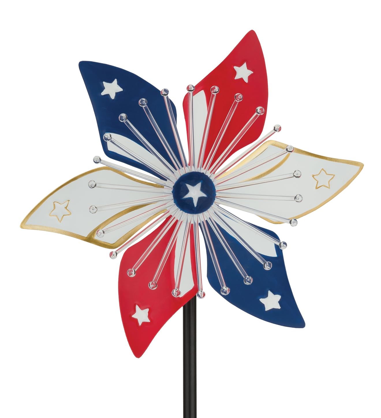 Regal Art & Gift Americana Spinner - Girandola a energia solare, in metallo, patriottica, con luce LED, resistente alle intemperie, decorazione da giardino per cortile e patio all'aperto, motivo