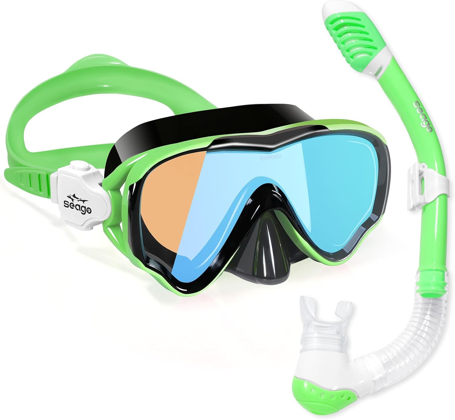 Seago Kids Snorkel Set Dry Top Mask Snorkeling Gear for Boys Girls Youth, No Leak Anti-Fog Clear View Scuba Diving Swim Kit