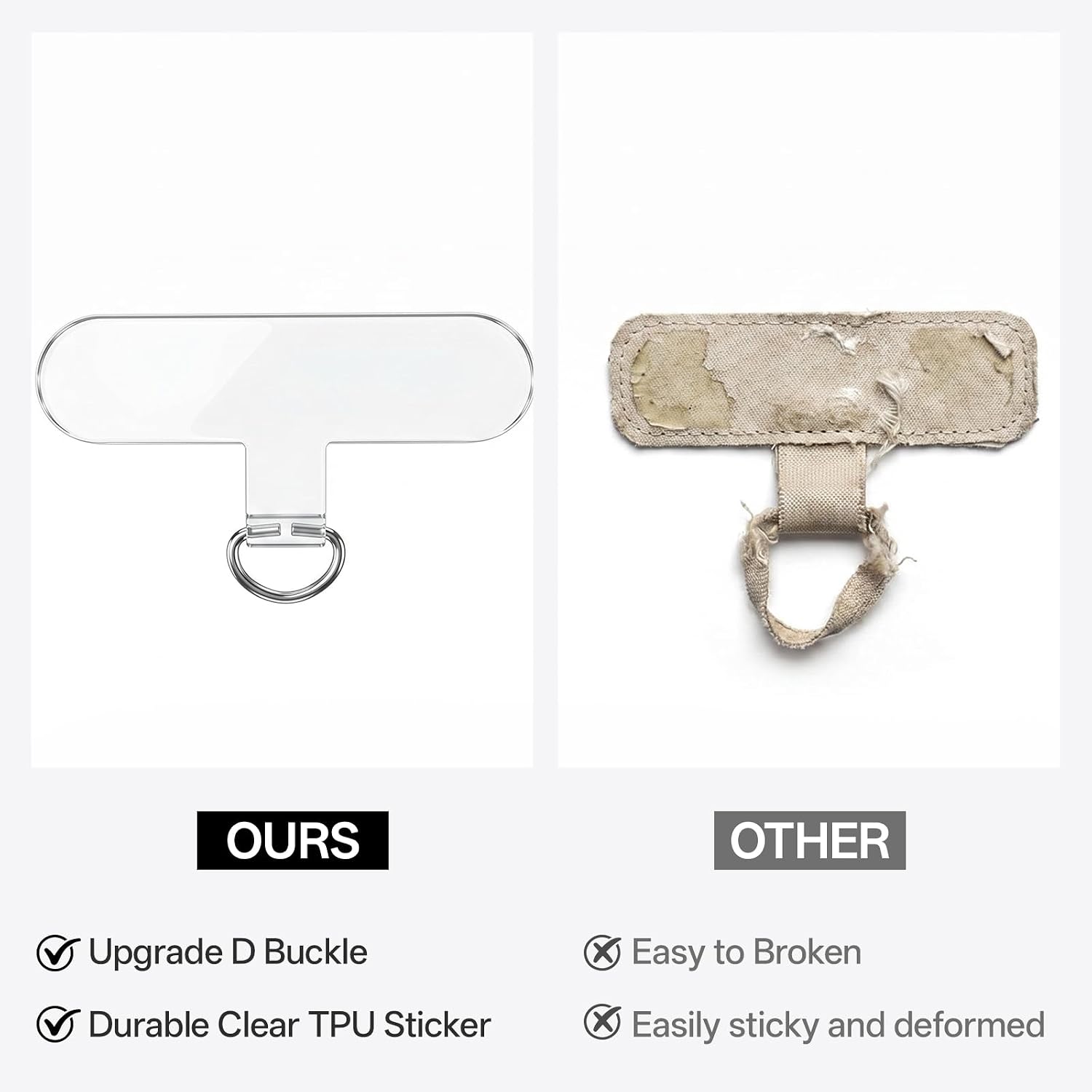 25 Pcs Phone Lanyard Tab, Thinner Phone Tether Tabs Transparent Cellphone Charm Holder Universal Lanyard Patches Without Adhesive Strap Replacement Part for Cases