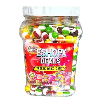 eShopX Freeze Dried Candy - Premium Original Fruit Flavored Freeze Dried Crunchy Candy, 24 oz Jar with Bursting Fruity Taste, Party Size 1.5 lb, Original Rainbow - Ideal Gift Snack