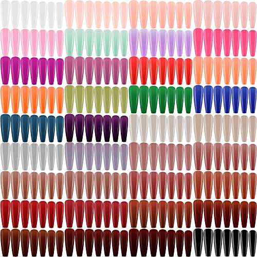 864 Pieces 36 Sets Extra Long Ballerina Press on Nails Coffin False Nail Tips Glossy Full Cover Fake Nails Artificial Nails for DIY Nail Art Salon Women Girls (Bright Pattern)