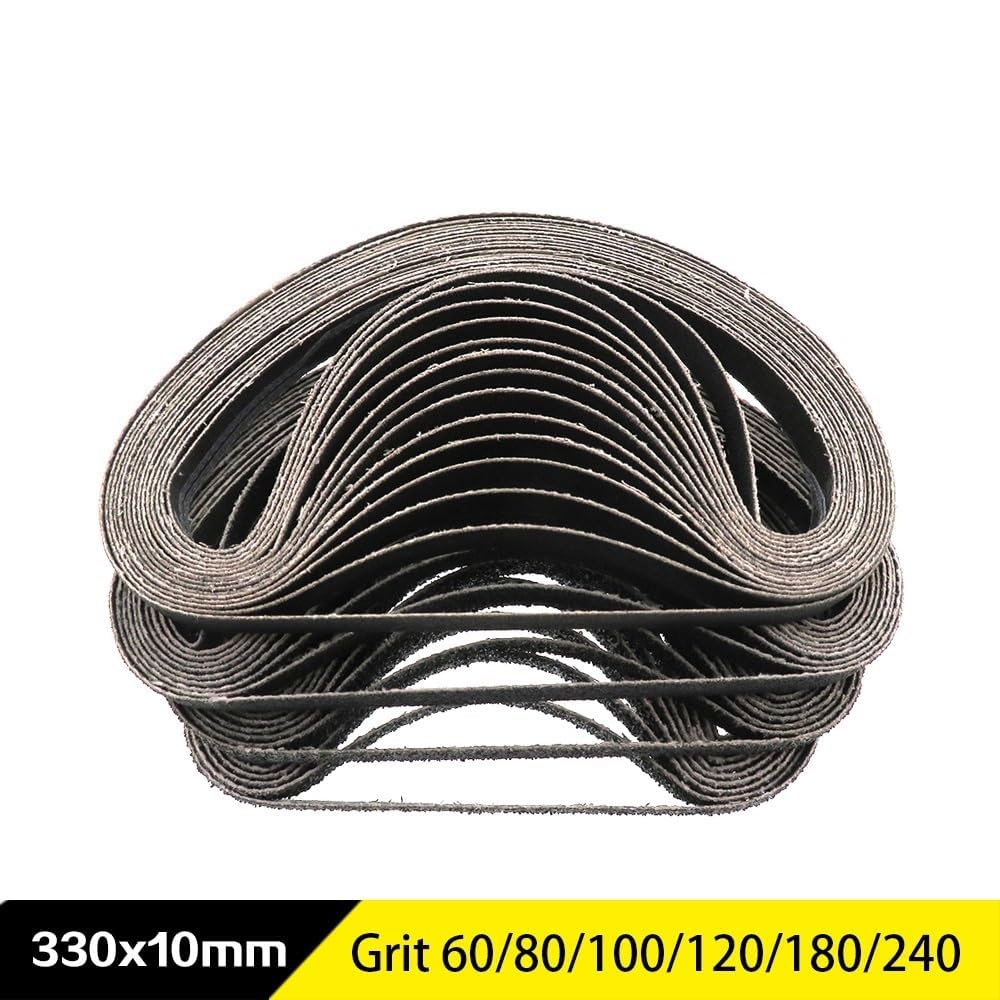 Paski szlifierskie, 15 szt., 330 x 10 mm, ścierny pasek ścierny, taśmy ścierne, ziarnistość 60-240, do szlifierki taśmowej, narzędzie ścierne, polerowanie drewna, metalu (P80)