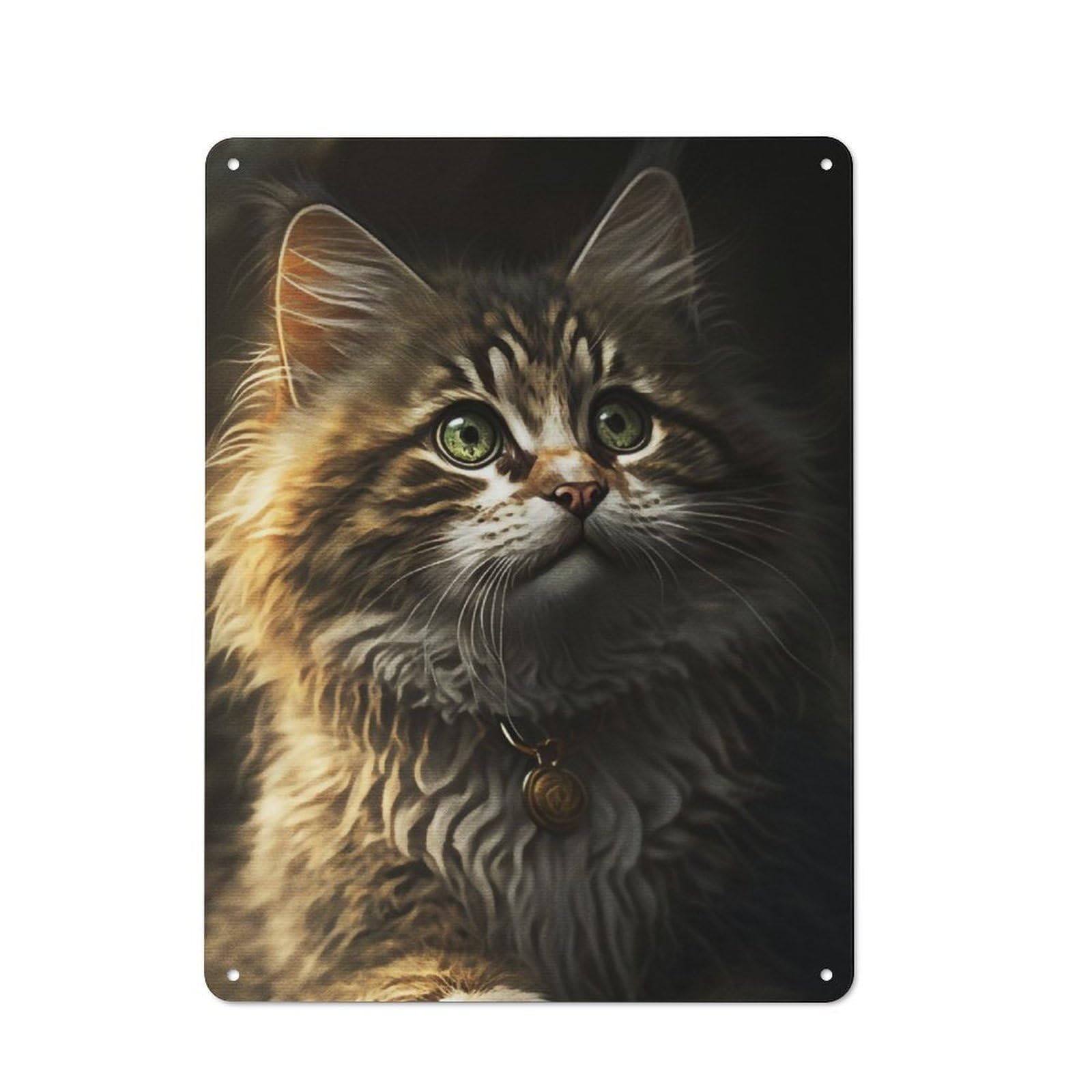 Junmoney Portrait Cat Rustic Tin Sign 40X30cm Featuring For Garage Or Workshop, For Updating Garage And Workshop After Moving